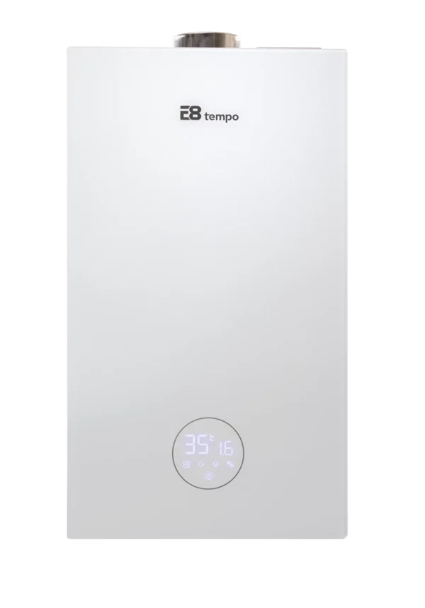 Газовый настенный котел E8 tempo GHD24W белая стеклянная панель