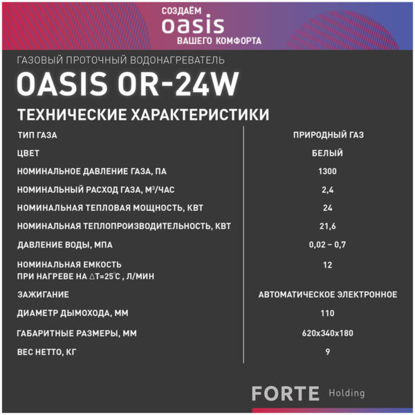 Газовый водонагреватель Oasis OR-24 W белый — изображение 6